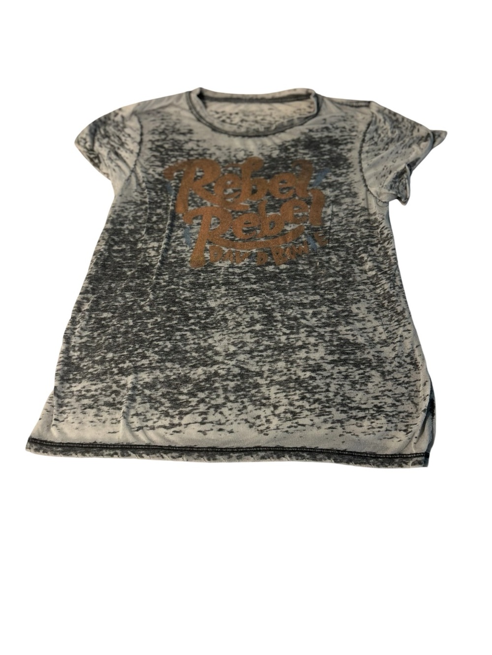 Recycled Karma Rebel Rebel David Bowie Grey Distressed Graphic Tee
